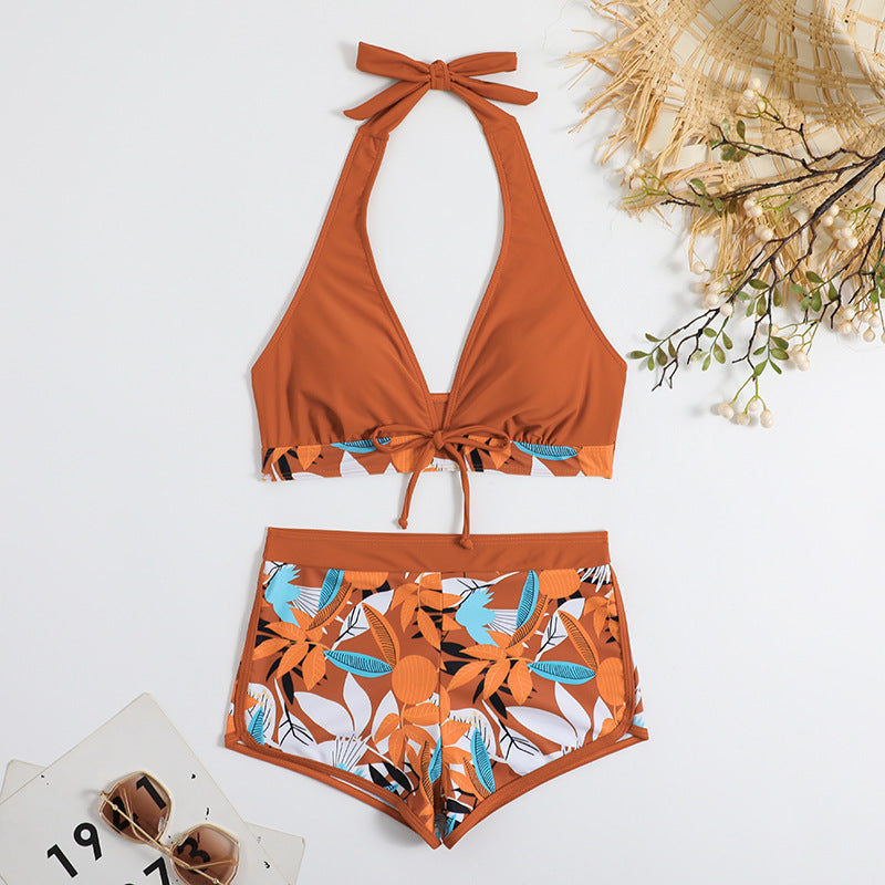 Damen Bikini-Set mit floralem Muster und herausnehmbarem Push-Up-BH
