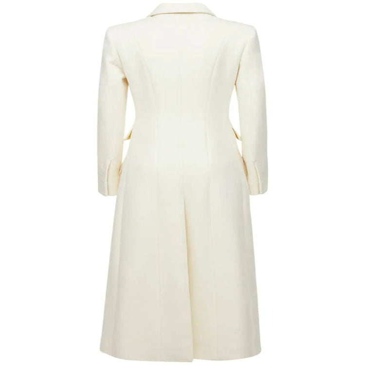 Damen Langmantel im minimalistischen Blazer‑Stil mit verdeckter Knopfleiste und dreifacher Pattentasche Shop Nory