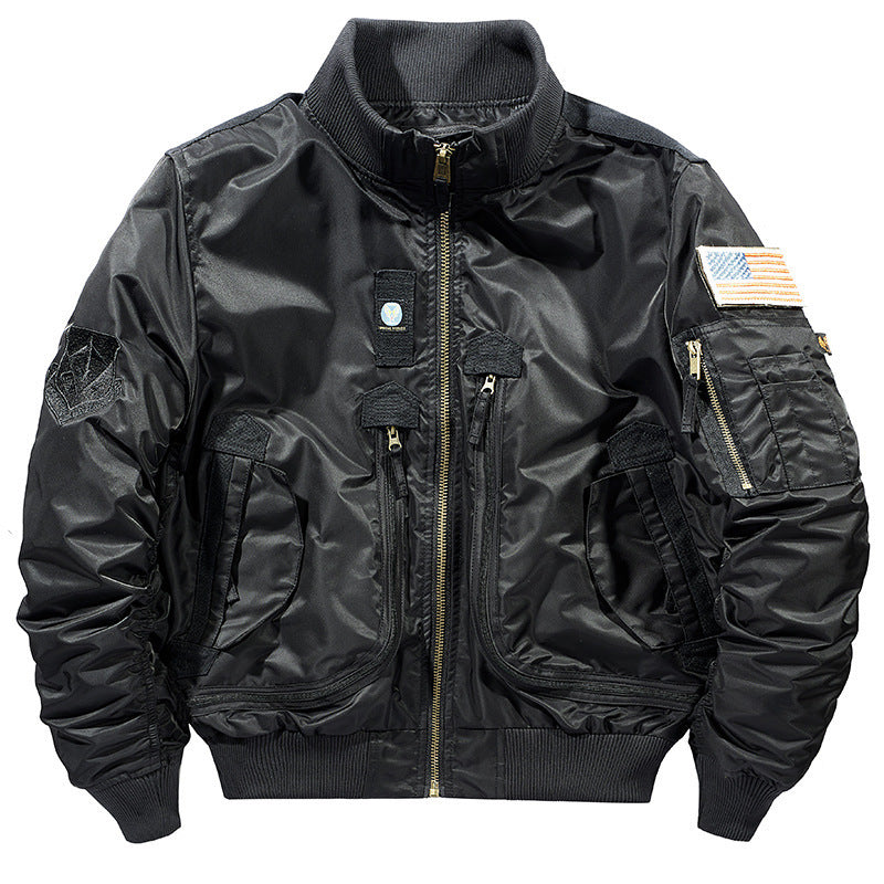 Herren Flieger-Bomberjacke mit Mehrfach-Zip-Taschen und Rippbündchen Shop Nory