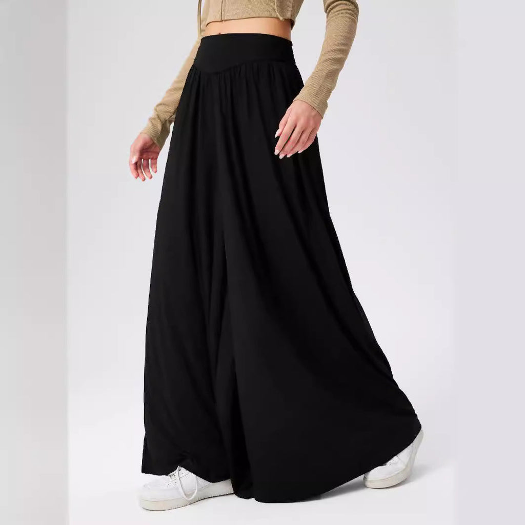 Damen Weit geschnittene Jersey-Hose mit elastischer Taille und elegantem Fall