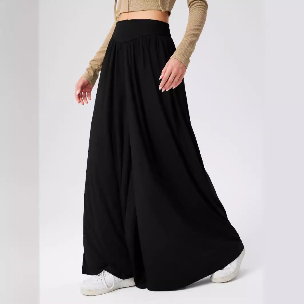 Damen Weit geschnittene Jersey-Hose mit elastischer Taille und elegantem Fall
