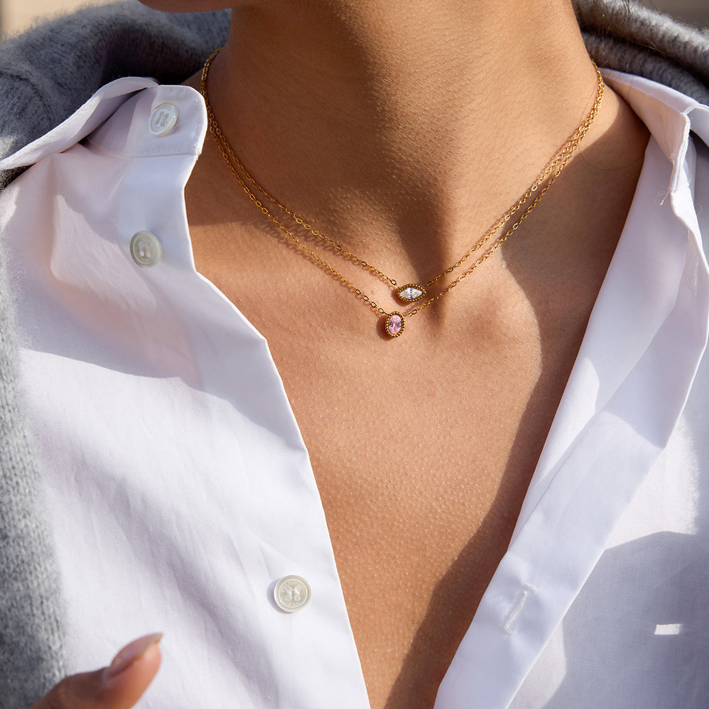 Damen Halskette mit verstellbarem Kettenverschluss und eleganten Kristall-Details Shop Nory