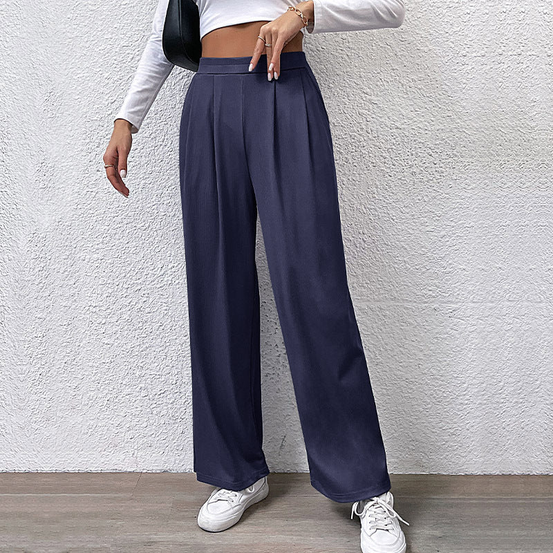 Damen Weite High‑Waist Stoffhose mit Bundfalten und Palazzo‑Silhouette Shop Nory