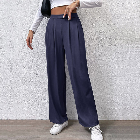 Damen Weite High‑Waist Stoffhose mit Bundfalten und Palazzo‑Silhouette Shop Nory
