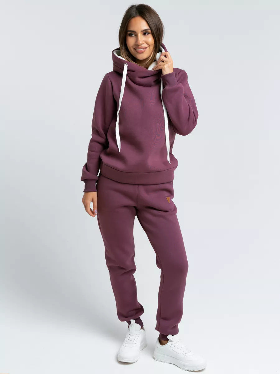 Damen Loungewear-Set mit Schalkragen-Hoodie und taillierter Jogginghose Shop Nory