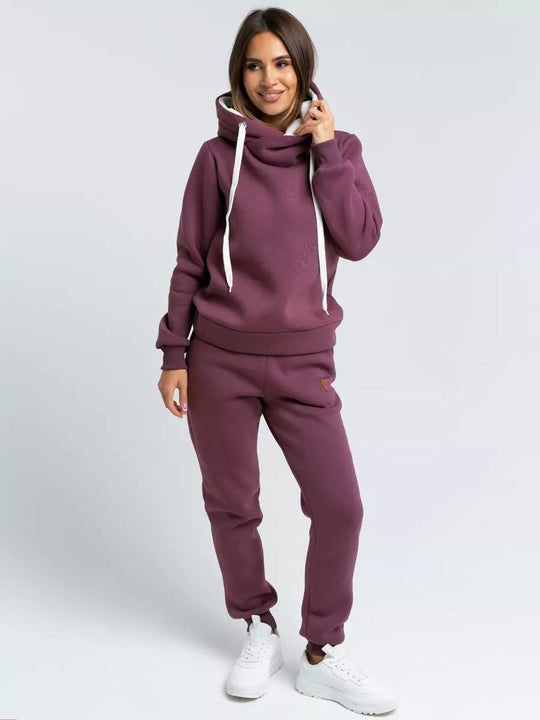 Damen Loungewear-Set mit Schalkragen-Hoodie und taillierter Jogginghose Shop Nory