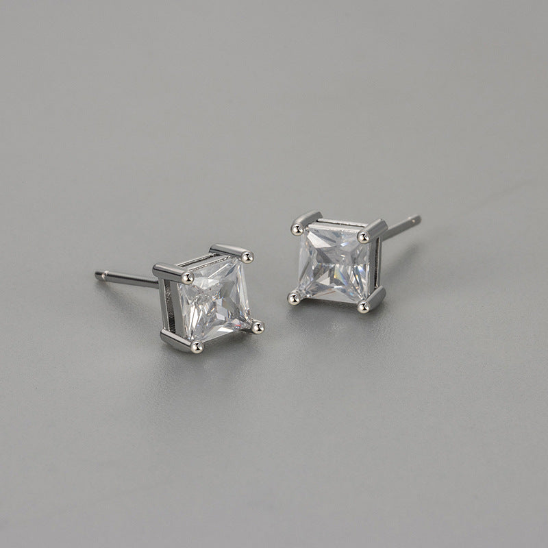 Princess-Schliff Zirkonia Ohrstecker mit Krappenfassung