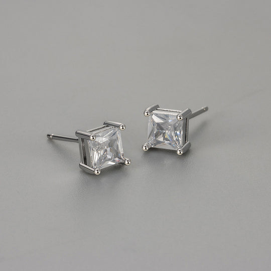 Princess-Schliff Zirkonia Ohrstecker mit Krappenfassung