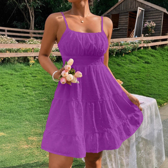 Damen Sommerkleid mit Rüschen und verstellbaren Spaghettiträgern