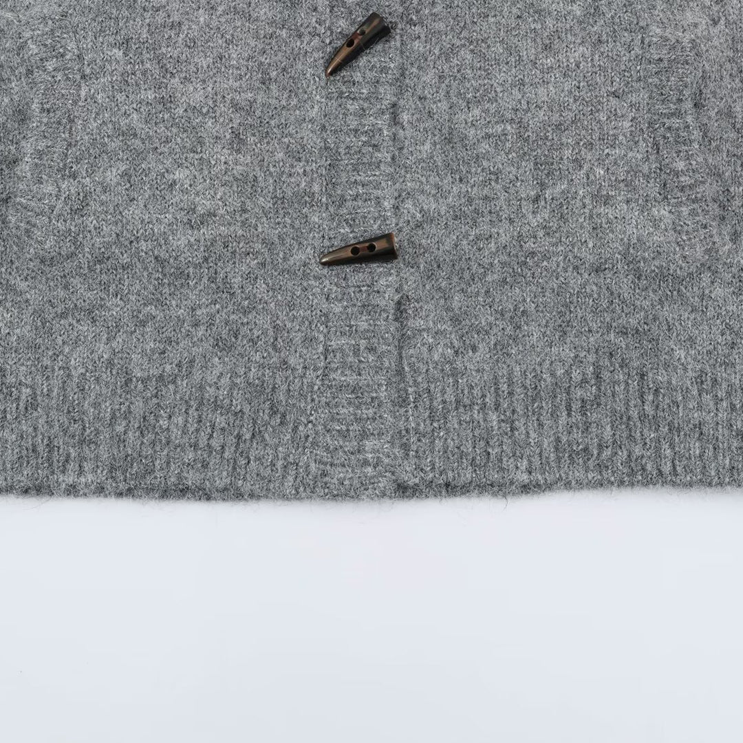 Damen Norweger-Strickjacke mit Stehkragen und Holzknopfverschlüssen Shop Nory