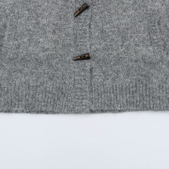 Damen Norweger-Strickjacke mit Stehkragen und Holzknopfverschlüssen Shop Nory