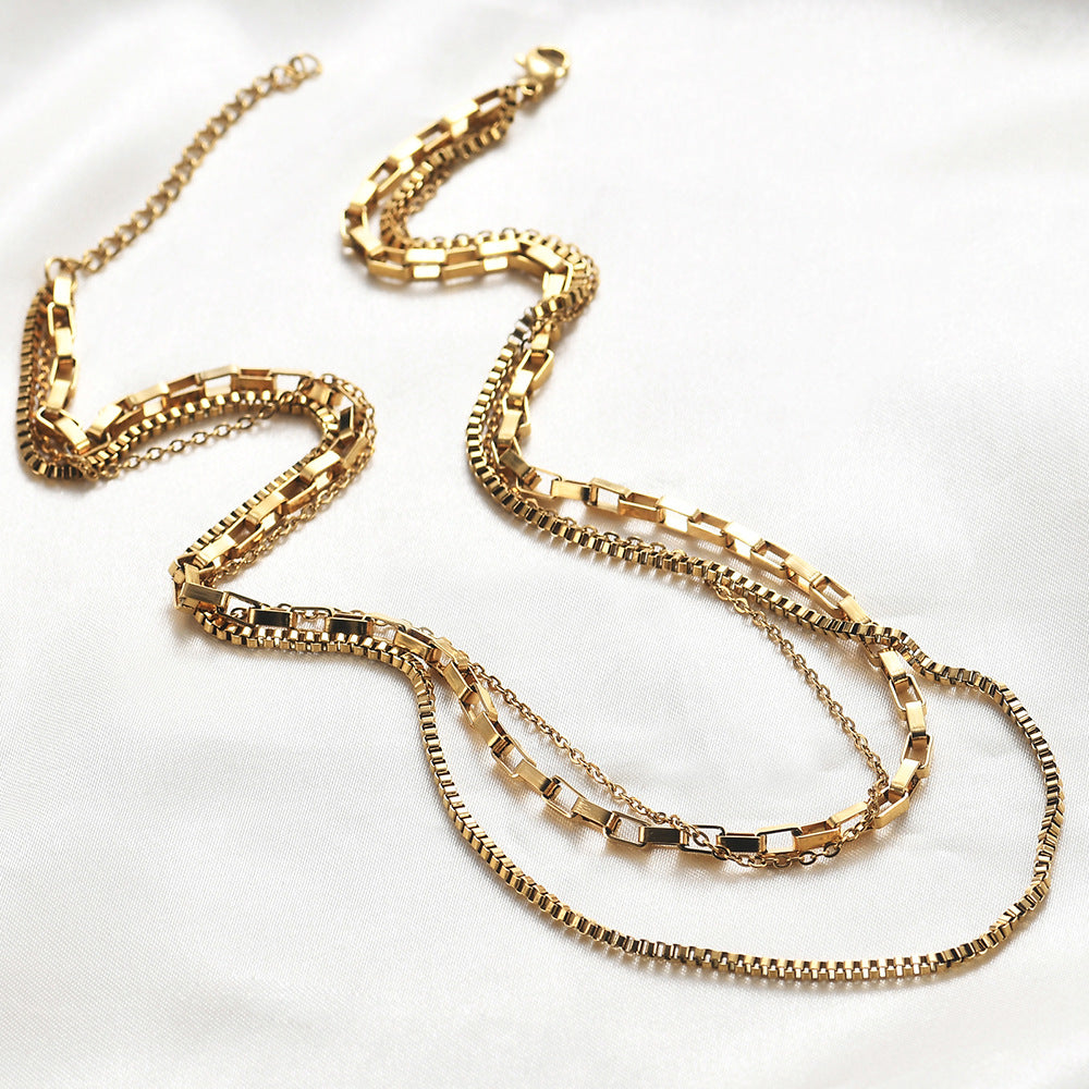 Damen Halskette mit mehrlagigem Design aus hochwertigem Edelstahl Shop Nory