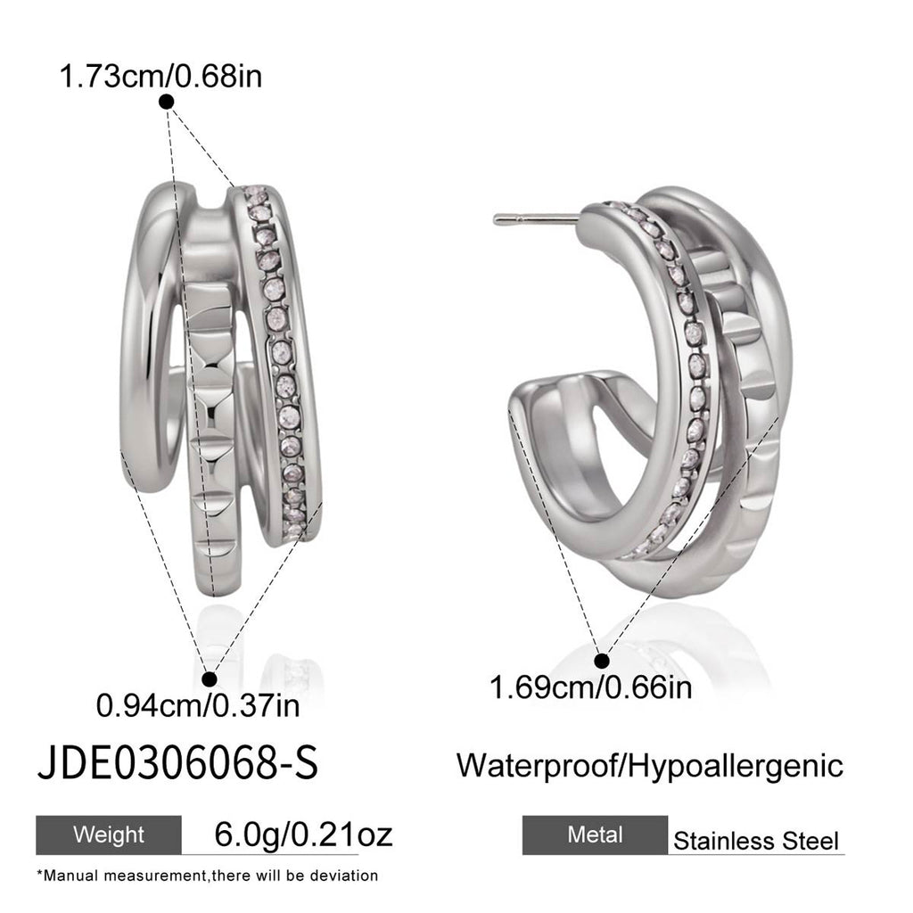 Damen Ohrhänger mit dreifachem Wellen-Design und funkelnden Zirkonia Shop Nory