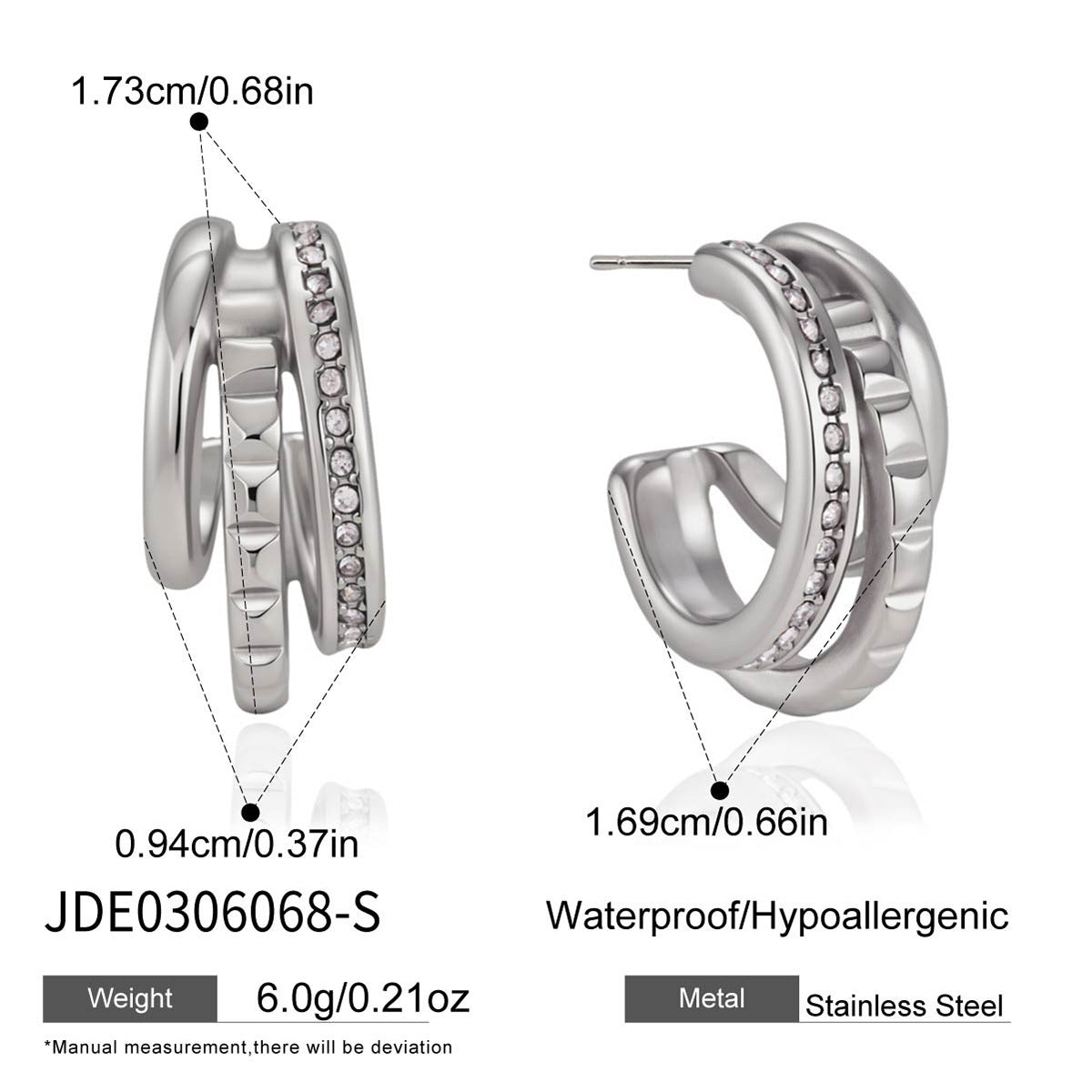 Damen Ohrhänger mit dreifachem Wellen-Design und funkelnden Zirkonia Shop Nory