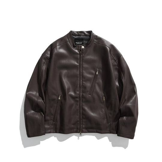 Herren Lederoptik-Bomberjacke mit Stehkragen, schrägen Reißverschlusstaschen und minimalistischer Nahtführung Shop Nory