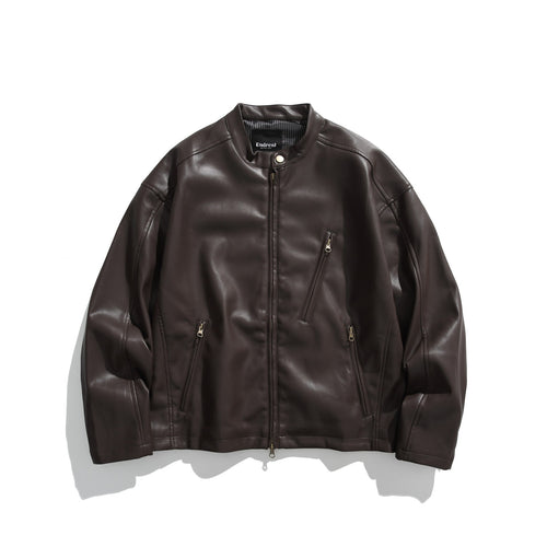 Herren Lederoptik-Bomberjacke mit Stehkragen, schrägen Reißverschlusstaschen und minimalistischer Nahtführung Shop Nory