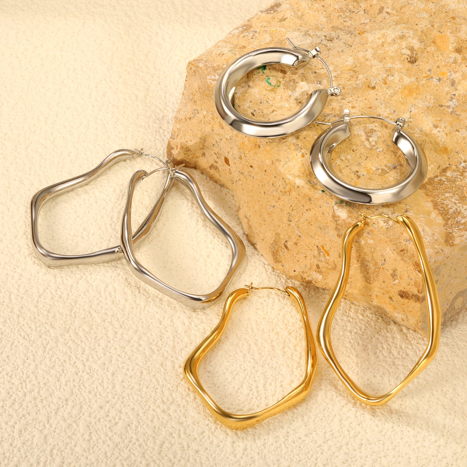 Damen Creolen mit elegantem und modernem Design aus hochwertigem Edelstahl Shop Nory