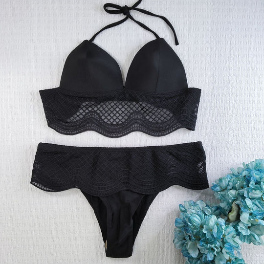 Damen Triangel-Bikini mit gehäkeltem Detail