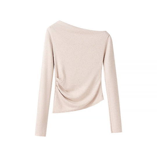 Damen Asymmetrisches One-Shoulder Langarmshirt mit Raffung Shop Nory