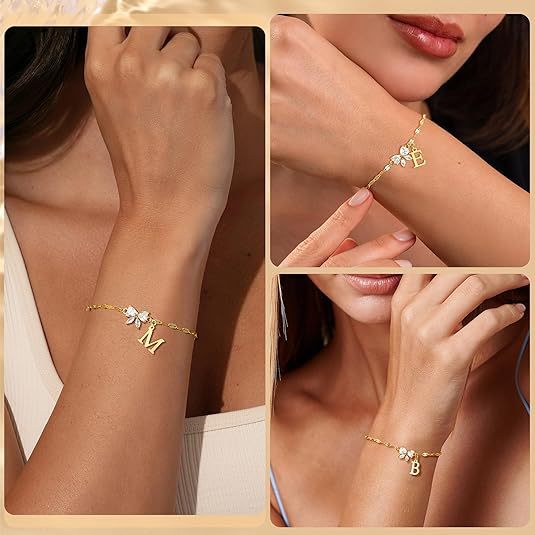 Damen Armband mit funkelndem Schmetterlings-Akzent und personalisiertem Anhänger Shop Nory