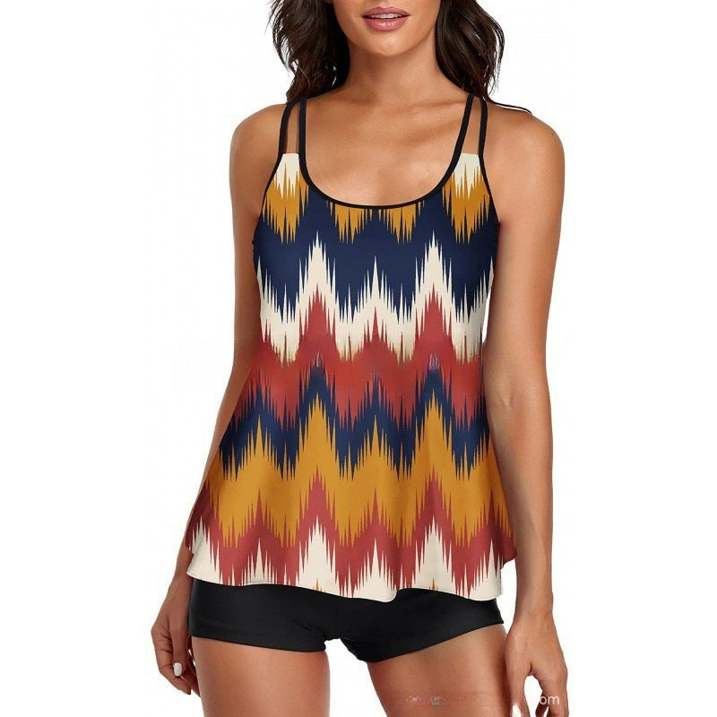 Damen Sportliches Tankini-Set mit bequemem Shorts und verstellbaren Trägern Shopnory