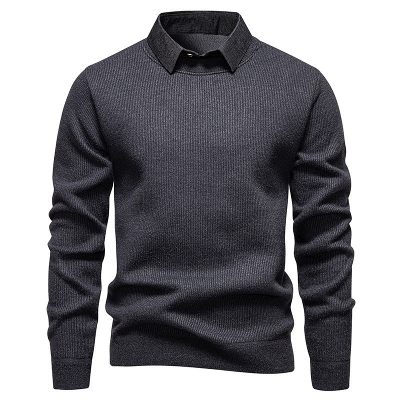 ShopNory | Herren Strickpullover mit Kontrastkragen