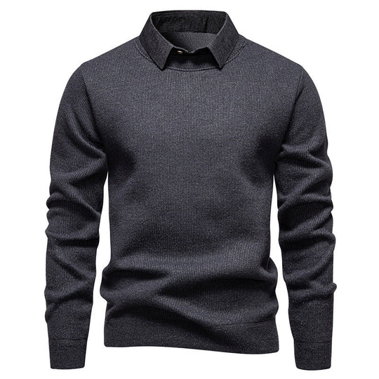 ShopNory | Herren Strickpullover mit Kontrastkragen