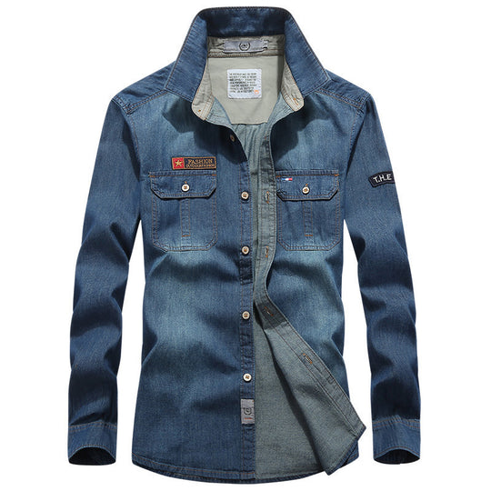 Herren Jeanshemd im Worker-Trucker-Stil mit Brustpattentaschen Shop Nory