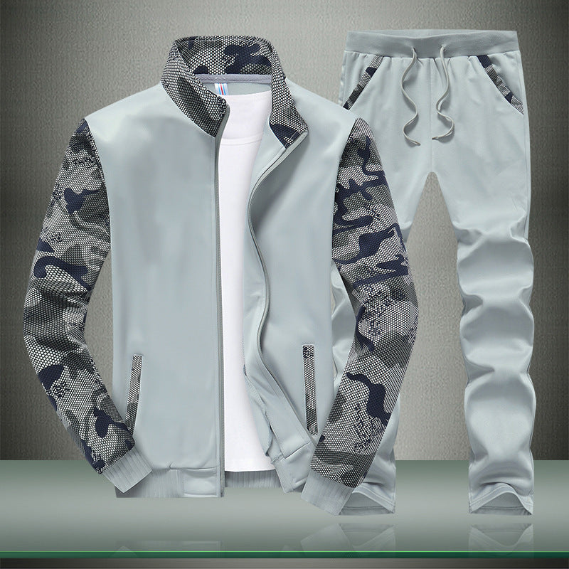 Herren Sportives Trainingsanzug-Set aus Funktionssoftshell mit Camouflage-Ärmeln und regulierbarer Joggerhose Shop Nory