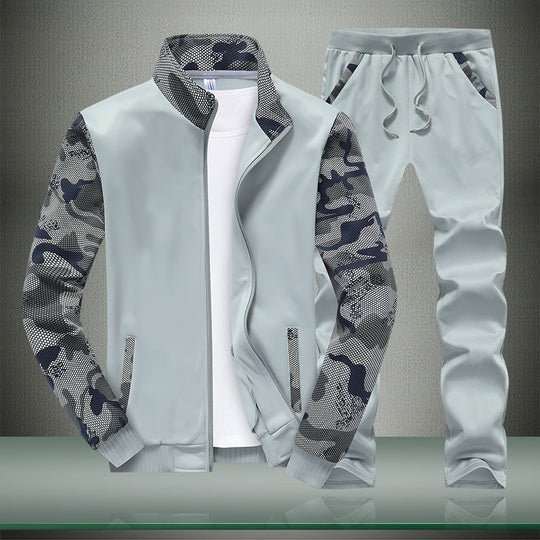 Herren Sportives Trainingsanzug-Set aus Funktionssoftshell mit Camouflage-Ärmeln und regulierbarer Joggerhose Shop Nory