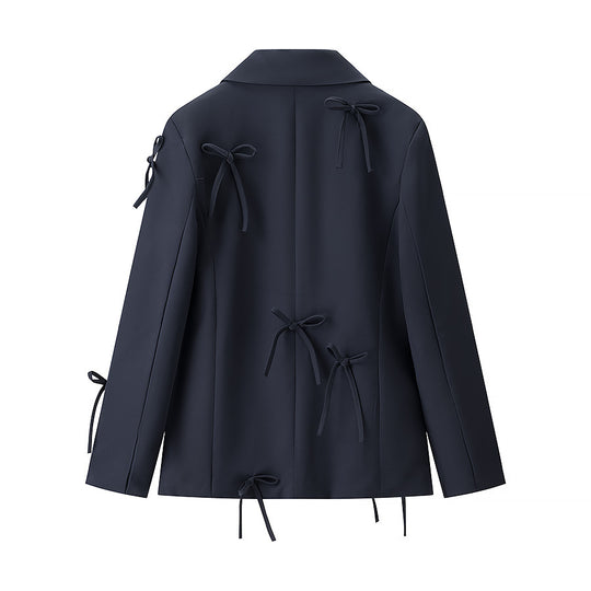 Damen Taillierter Blazer mit dekorativen Schleifen und abgestimmtem Minirock-Set Shop Nory