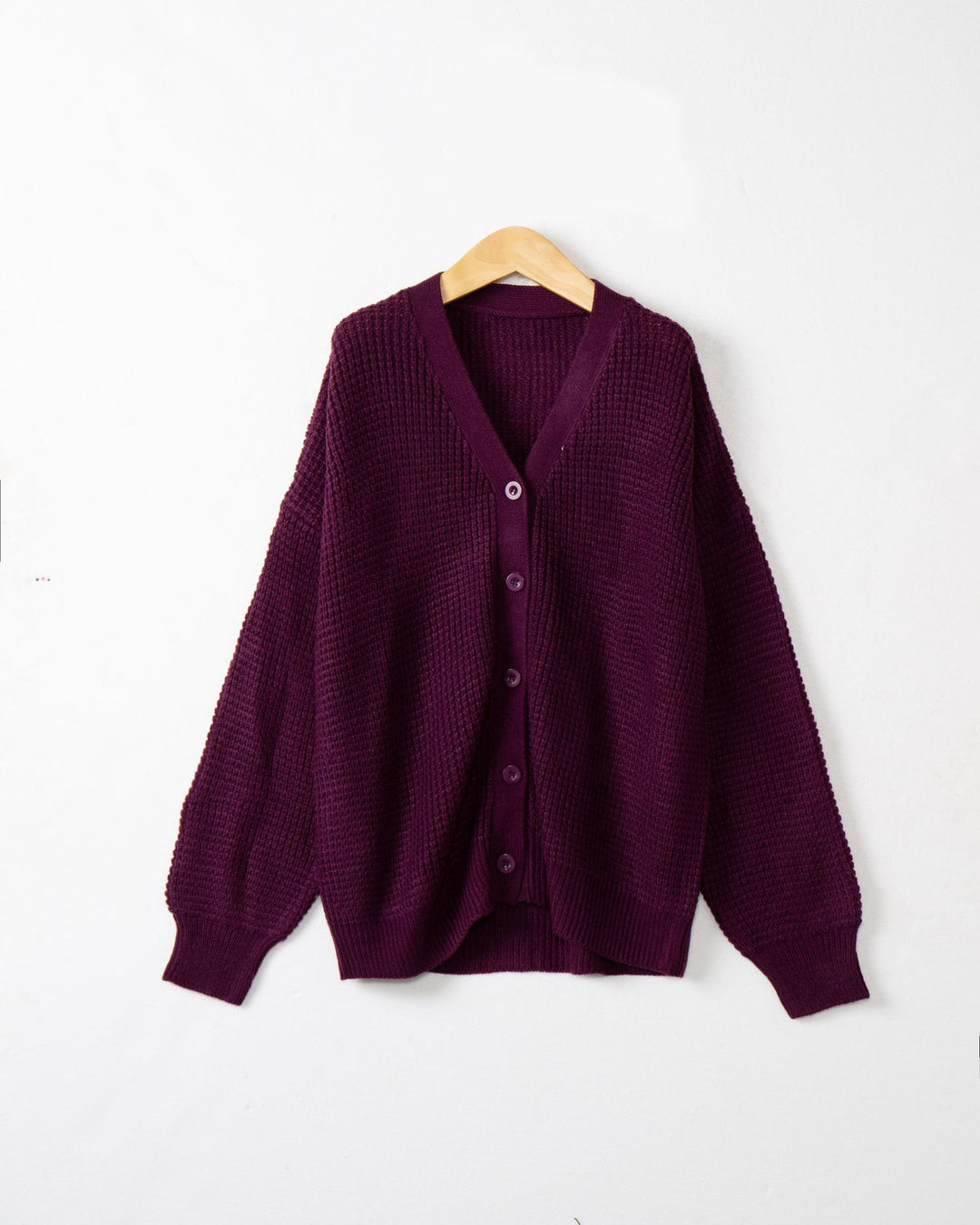 Damen Waffelstruktur-Cardigan mit tiefem V-Ausschnitt und kastigem Oversize-Schnitt Shop Nory