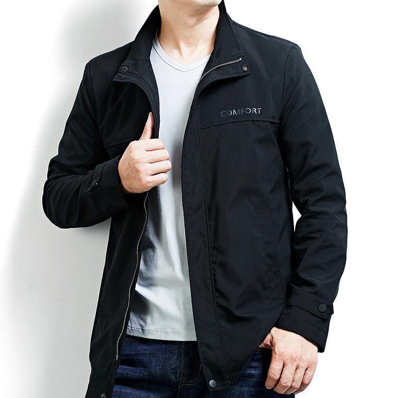 Herren Leichter wasserabweisender Kurzmantel mit Stehkragen und verdecktem Reißverschluss Shop Nory
