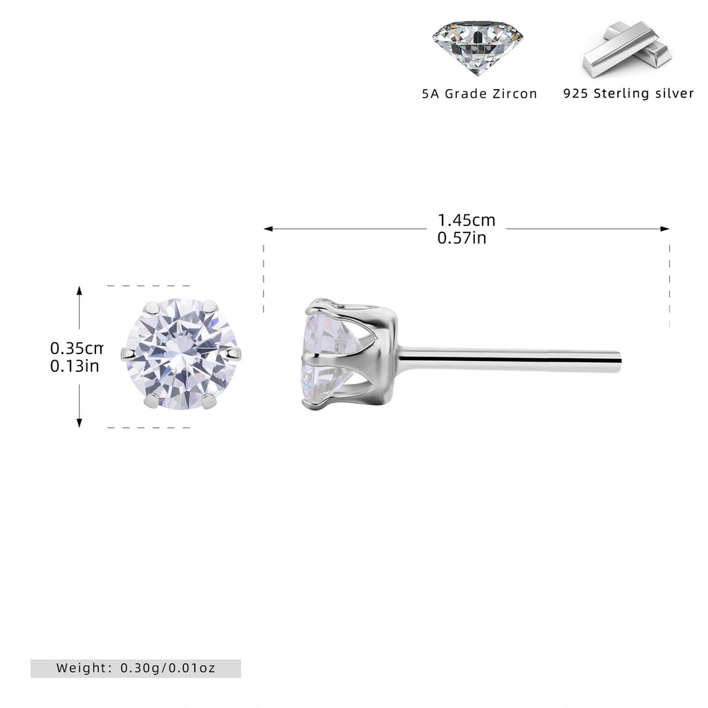 Damen Ohrstecker mit funkelnden 5A Zirkonsteinen aus hochwertigem 925 Sterling Silber Shop Nory