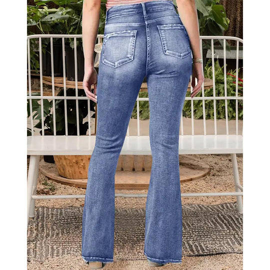 BeliShopnoryte Weinlese Seitenknopf Hohe Taille Skinny Jeans