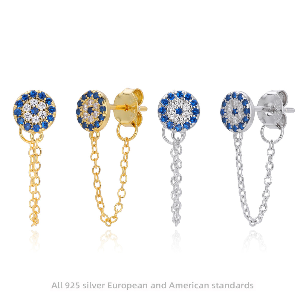 Damen Ohrhänger mit luxuriösem Zirkon-Besatz und feiner Kettendetail Shop Nory