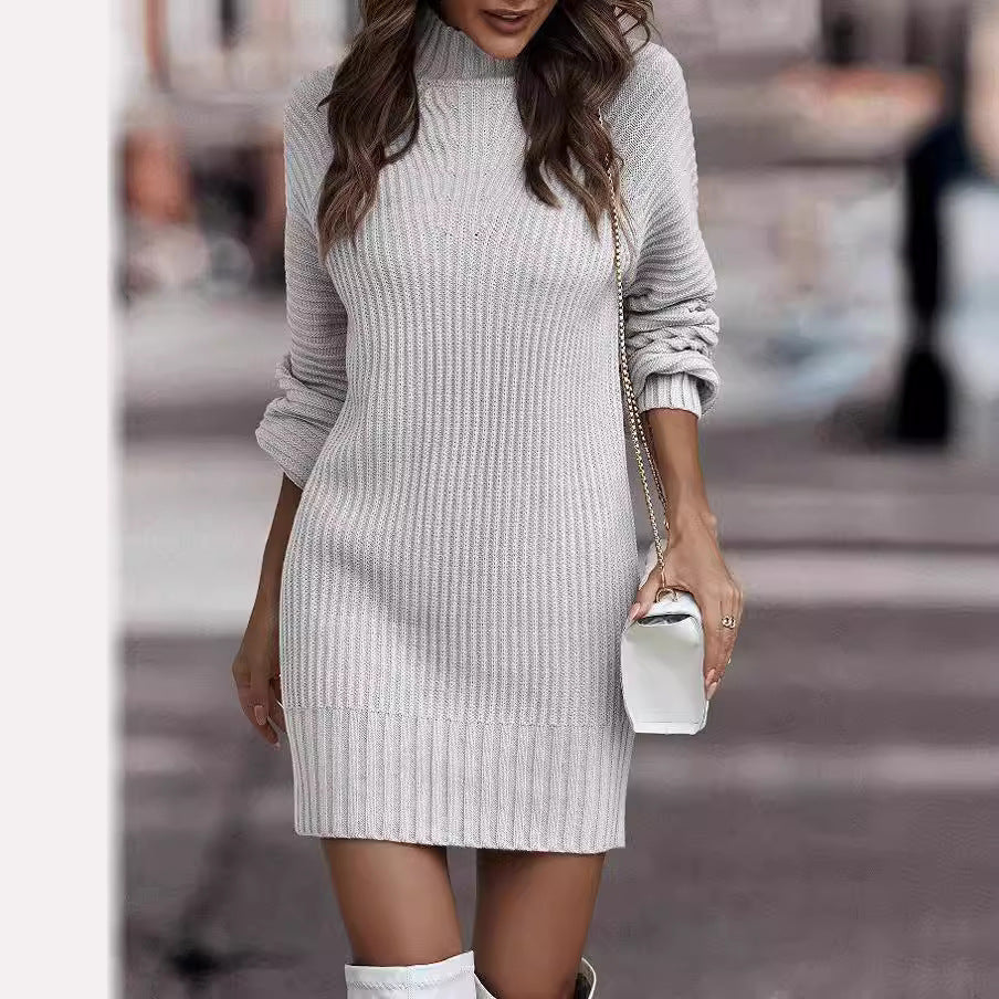 Damen nan Strickkleid mit Rollkragen und Ballonärmeln Shop Nory
