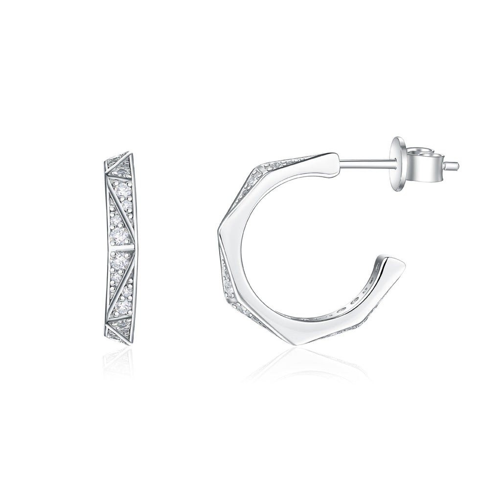 Damen Ohrstecker im modernen geometrischen Design mit funkelnden Zirkonia Shop Nory