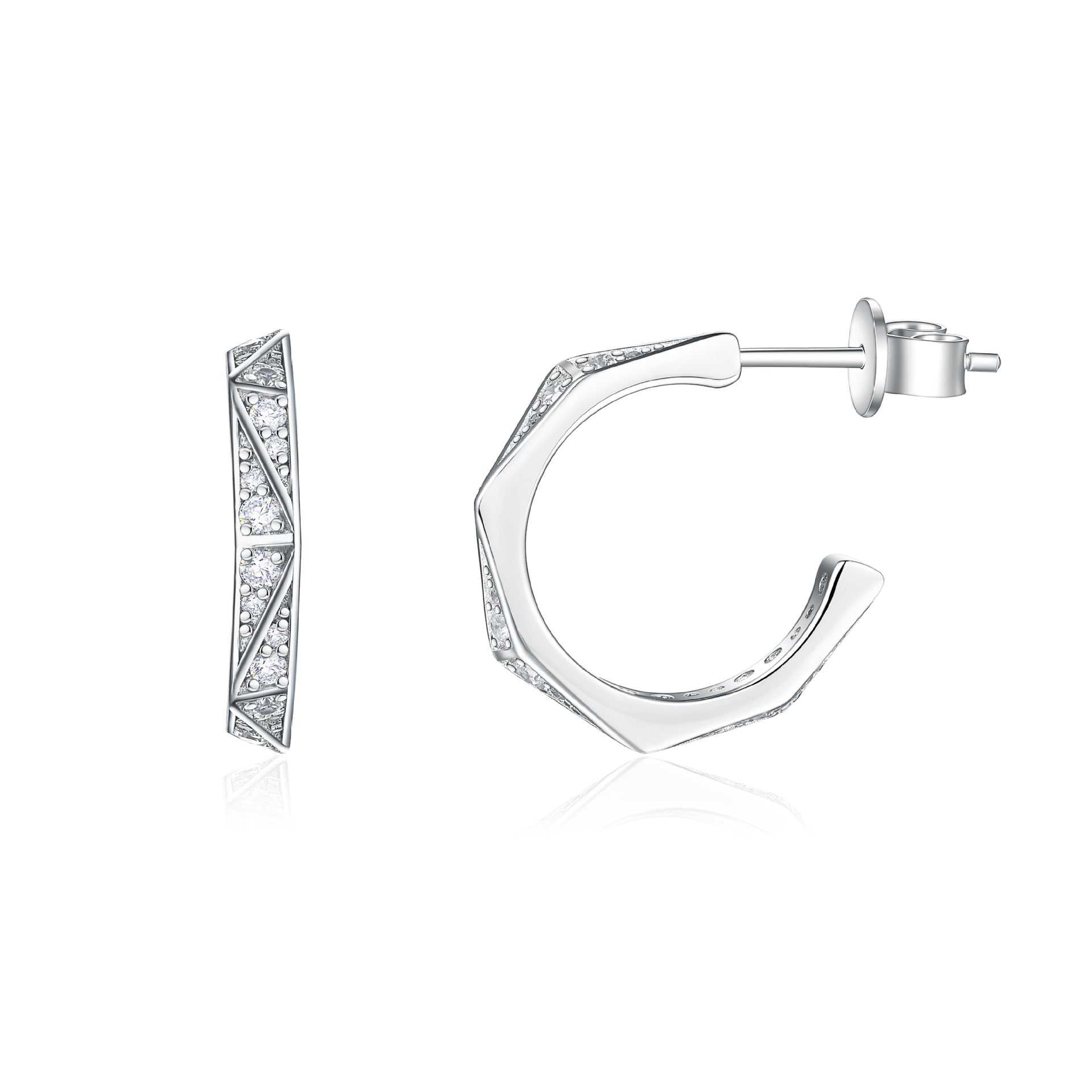 Damen Ohrstecker im modernen geometrischen Design mit funkelnden Zirkonia Shop Nory