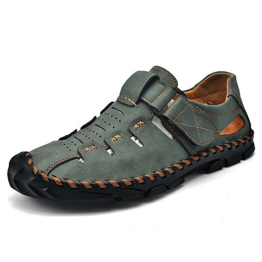 Herren Bequeme Leder-Sandalen mit verstellbarem Klettverschluss