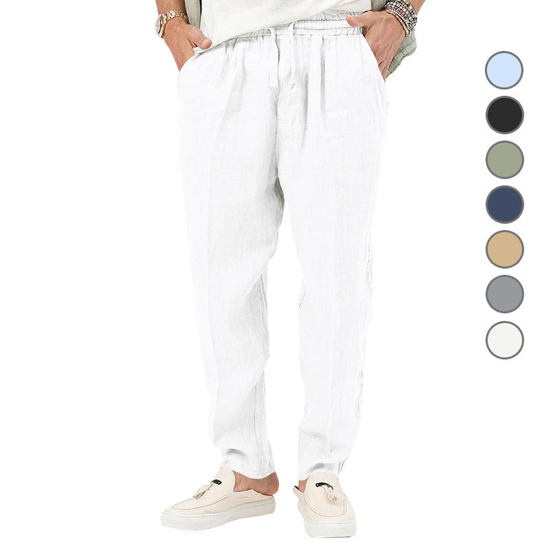 Herren Leichte Leinenhose mit elastischem Bund und praktischen Eingrifftaschen