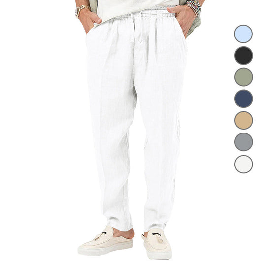 Herren Leichte Leinenhose mit elastischem Bund und praktischen Eingrifftaschen