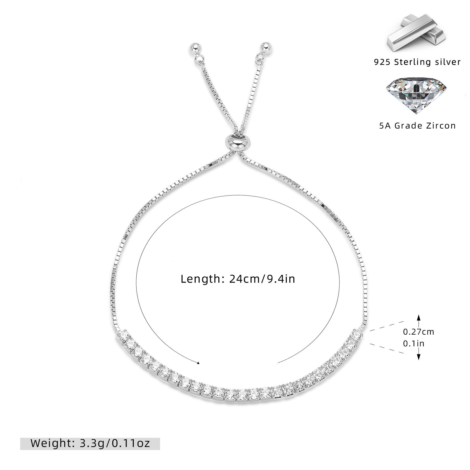Damen Zartes Armband mit funkelnden Zirkonsteinen aus 925 Sterling Silber Shop Nory