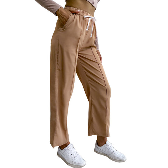 Damen Relaxed-Hose mit Elastikbund, Kordelzug und Bügelfalte Shop Nory