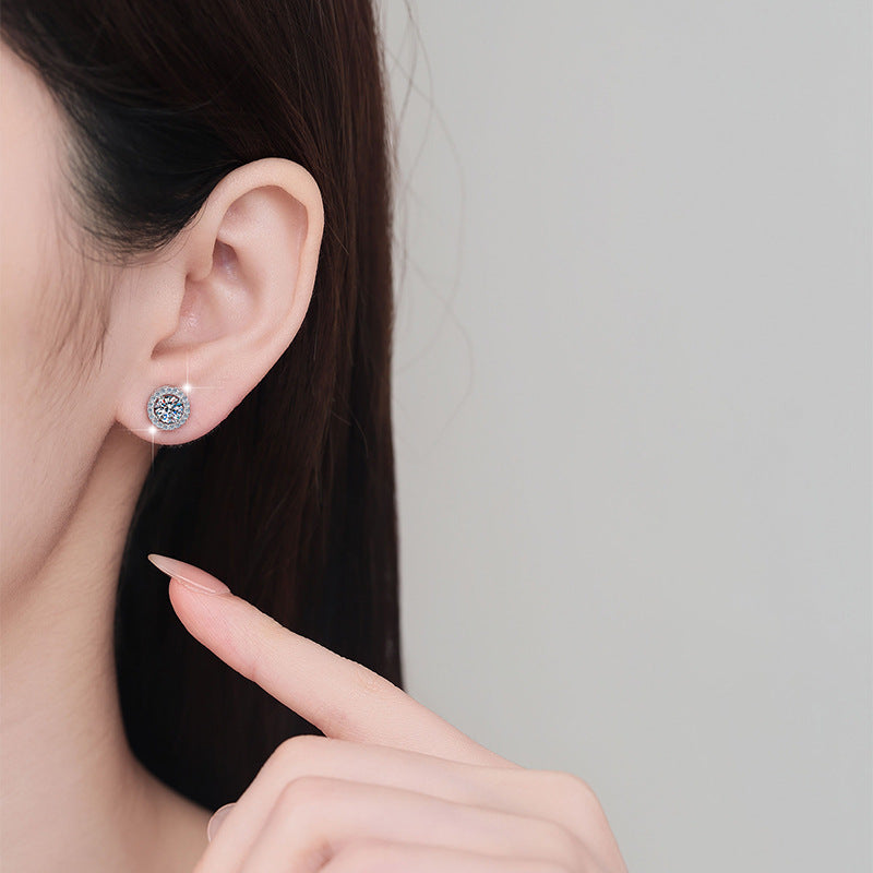 Damen-Ohrstecker mit glitzerndem Kristallbesatz und elegantem Rahmen Shop Nory