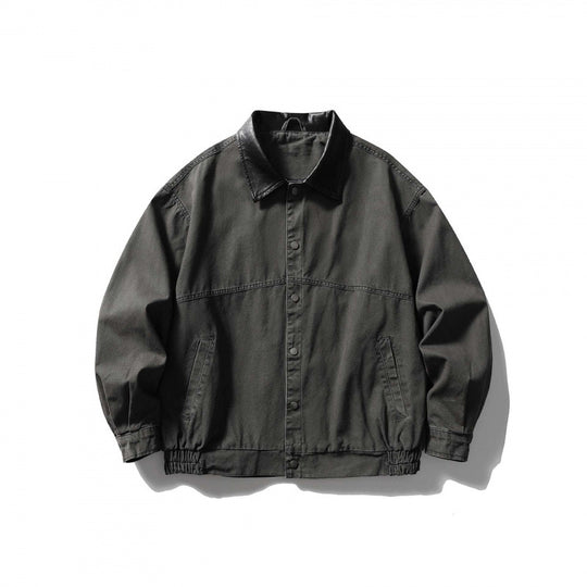 Unisex Kastenförmige Overshirt‑Jacke aus Baumwoll‑Canvas mit Cordkragen, Druckknopfleiste und elastischem Saum Shop Nory