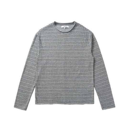 Unisex Fein gestreiftes Langarmshirt aus Baumwollmischung mit Rundhalsausschnitt Shop Nory