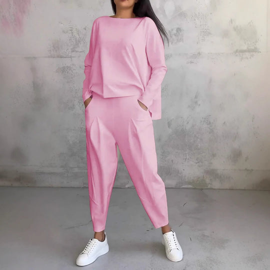 Jogginganzug Damen Lounge-Set mit weiten Ärmeln und Taschen