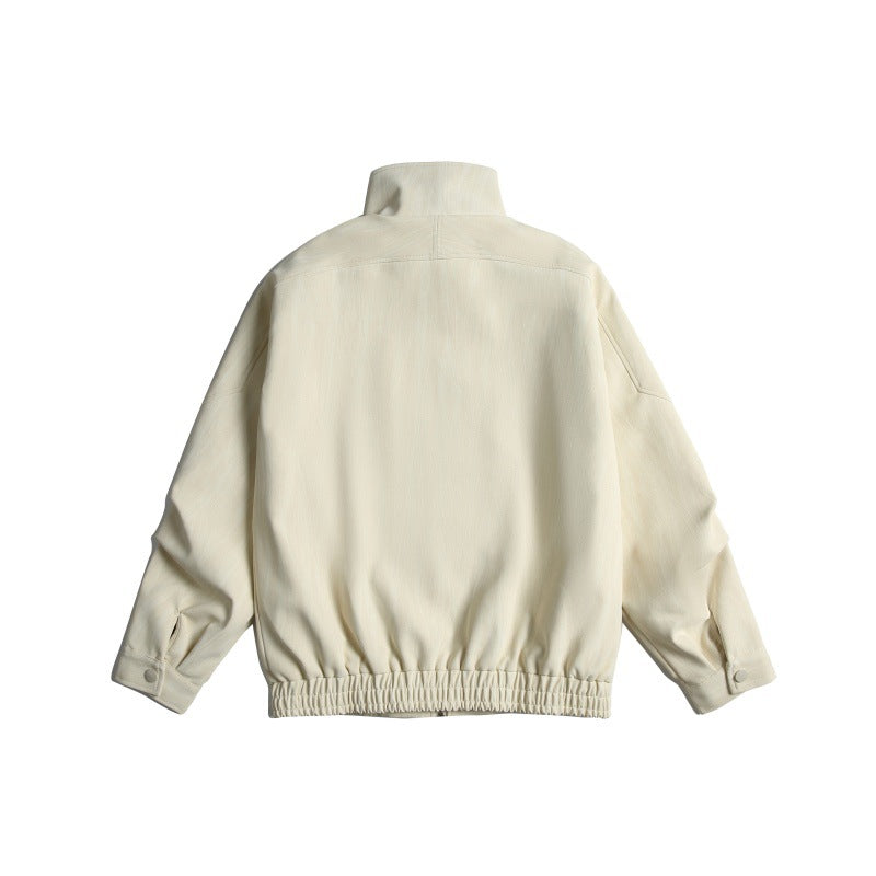 Unisex Kurz geschnittene Boxy-Blousonjacke mit Funnelkragen, Epauletten und Taillengürtel Shop Nory