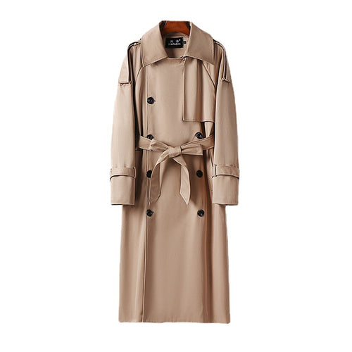Herren Langer Doppelreihiger Trenchcoat mit Taillengürtel, Epauletten und klassischem Schalkragen Shop Nory